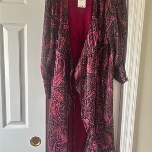 Mango Paisley Robe in Pink and Black